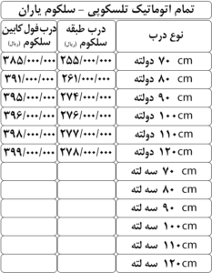 لیست درب آسانسور یاران